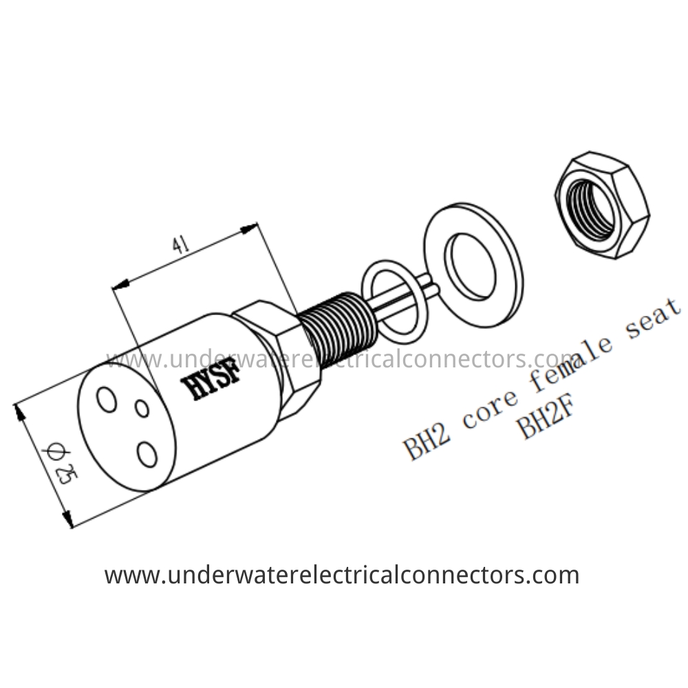 HYSF BH2F 2-Pin Female Bulkhead Underwater Connector