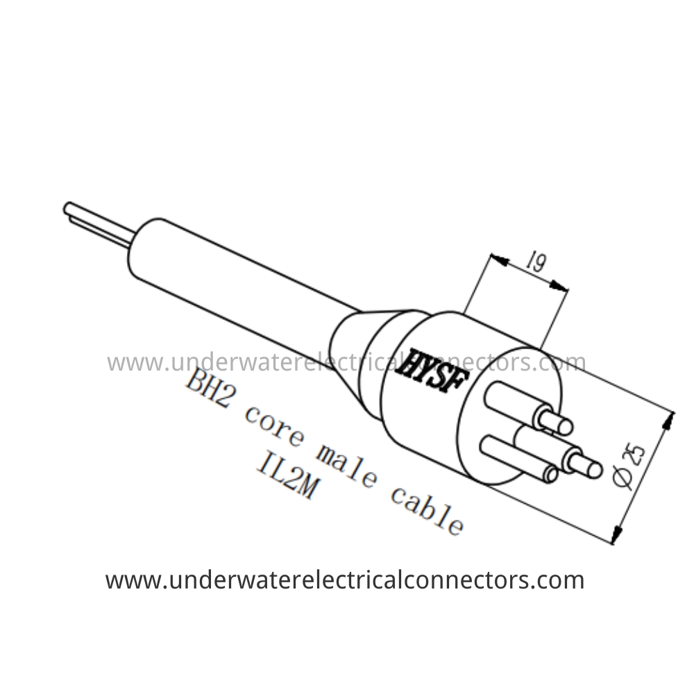 HYSF IL2M 2-Pin Male Inline Cable Underwater Connector