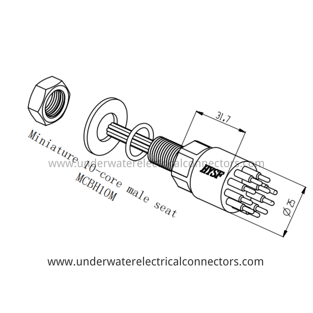 HYSF MCBH10M Miniature 10-core male seat Underwater Connector