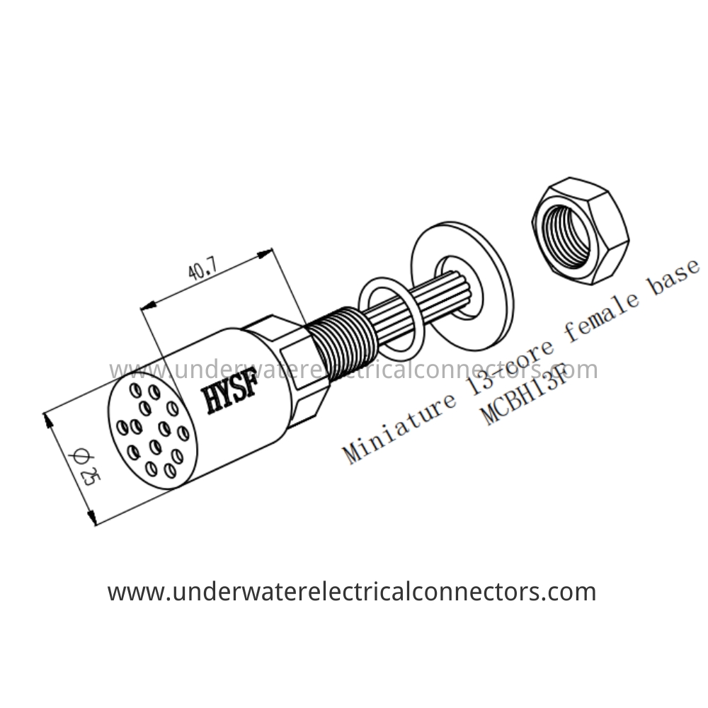 HYSF MCBH13F Miniature 13-core female base Underwater Connector