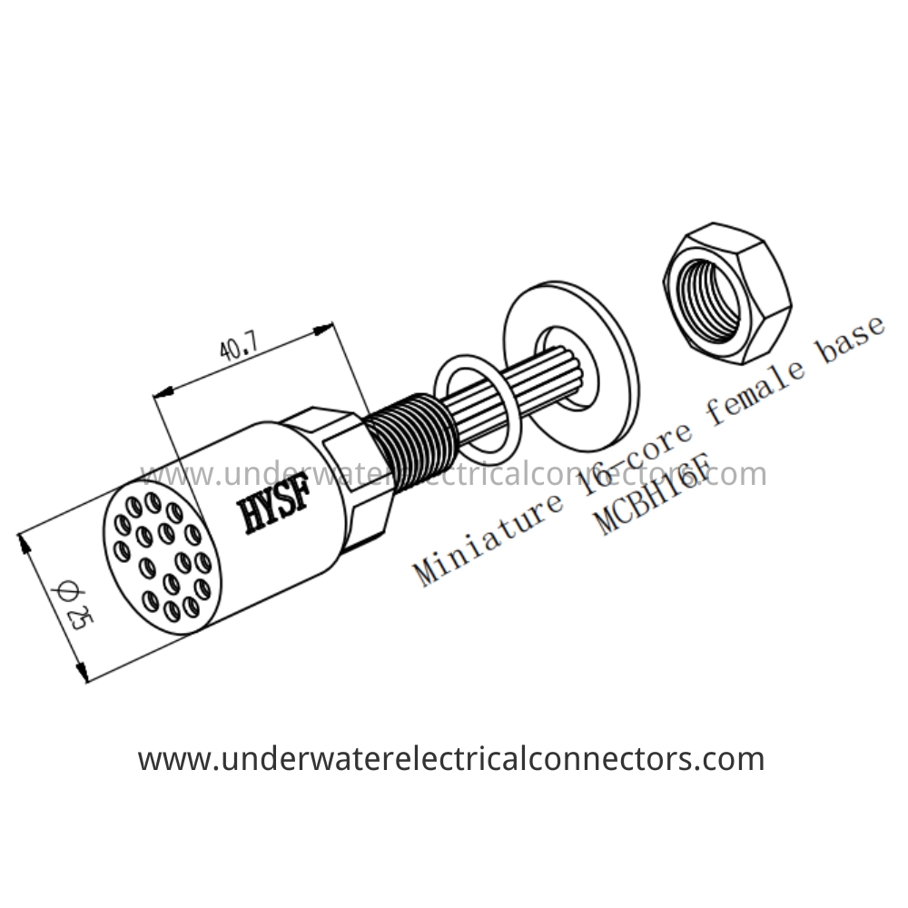 HYSF MCBH16F Miniature 16-core female base Underwater Connector