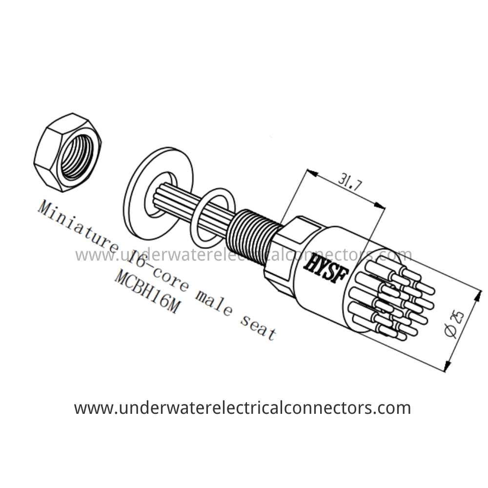 HYSF MCBH16M Miniature 16-core male seat Underwater Connector