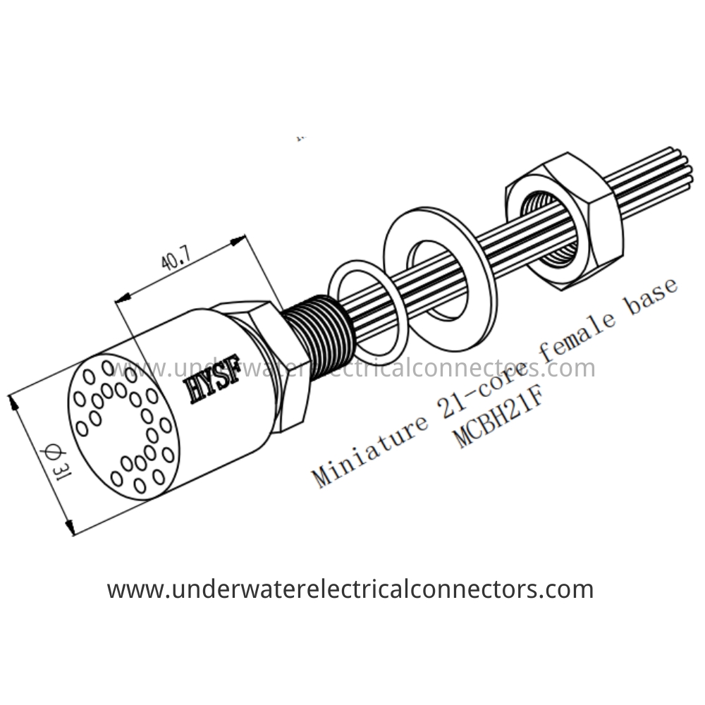 HYSF MCBH21F Miniature 21-core female base Underwater Connector