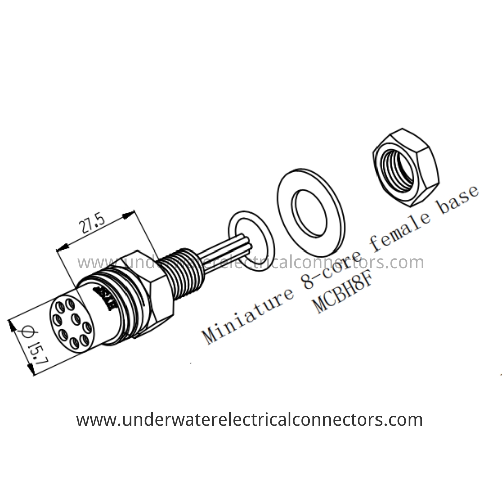 HYSF MCBH8F Miniature 8-core female base Underwater Connector