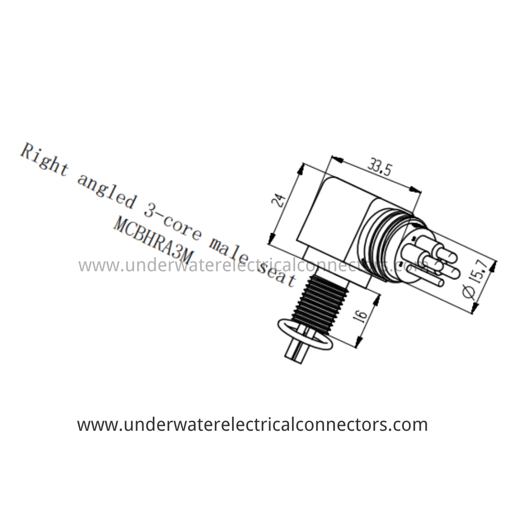 HYSF MCBHRA3M Right-angled 3-core male seat Underwater Connector