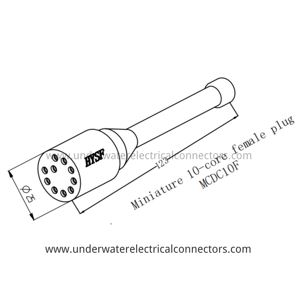 HYSF MCDC10F Miniature 10-core female plug Underwater Connector