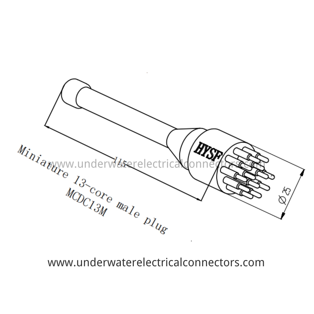 HYSF MCDC13M Miniature 13-core male plug Underwater Connector
