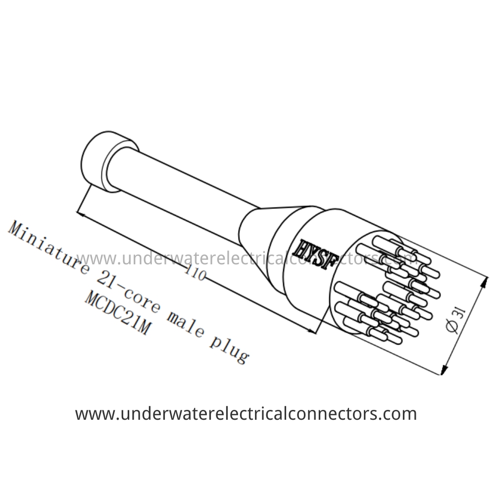 HYSF MCDC21M Miniature 21-core male plug Underwater Connector