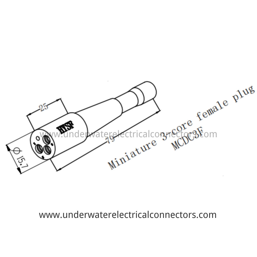 HYSF MCDC3F Miniature 3-core female plug Underwater Connector