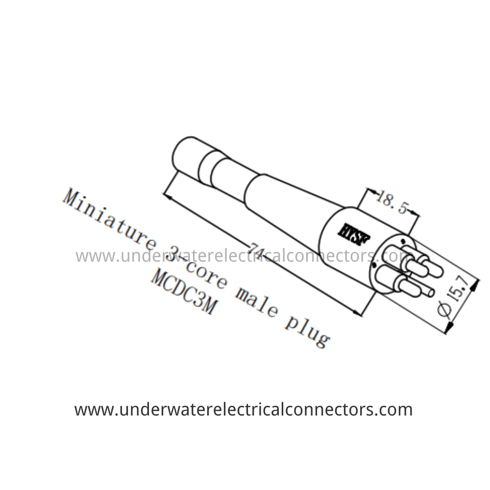 HYSF MCDC3M Miniature 3-core male plug Underwater Connector