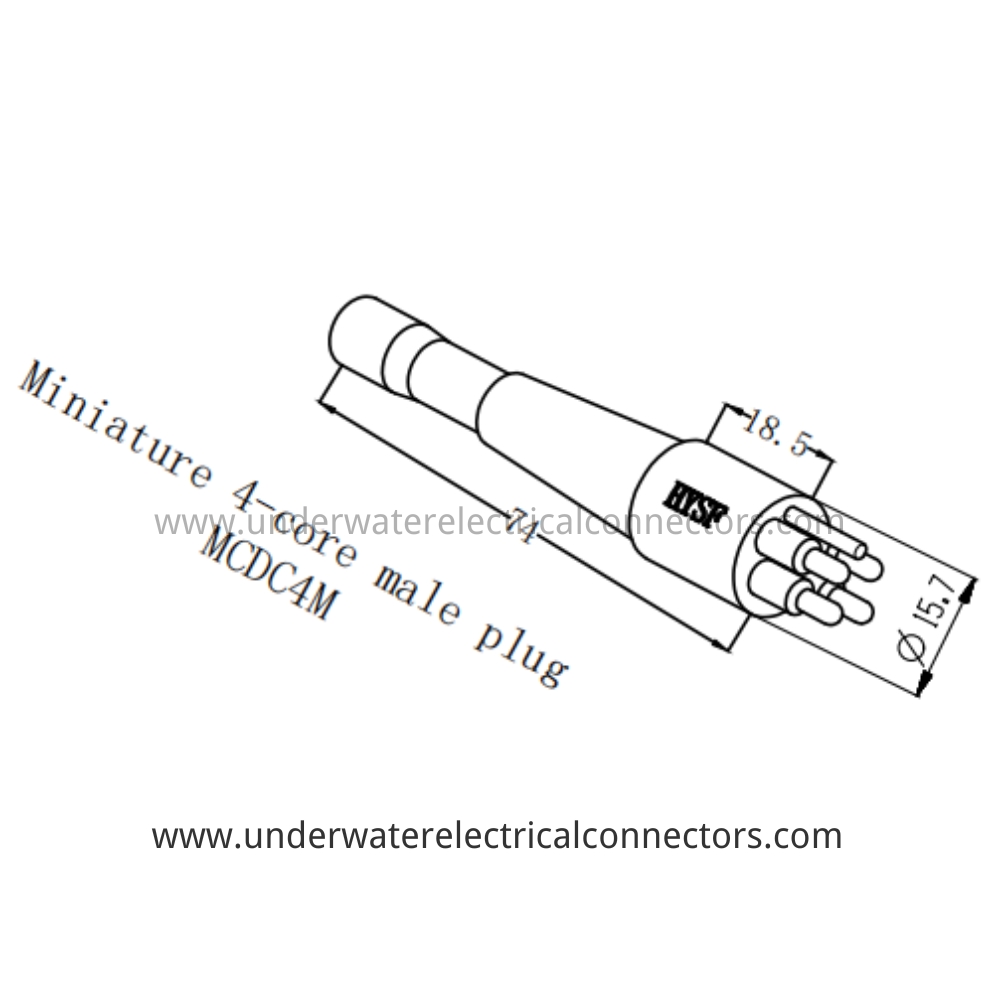 HYSF MCDC4M Miniature 4-core male plug Underwater Connector