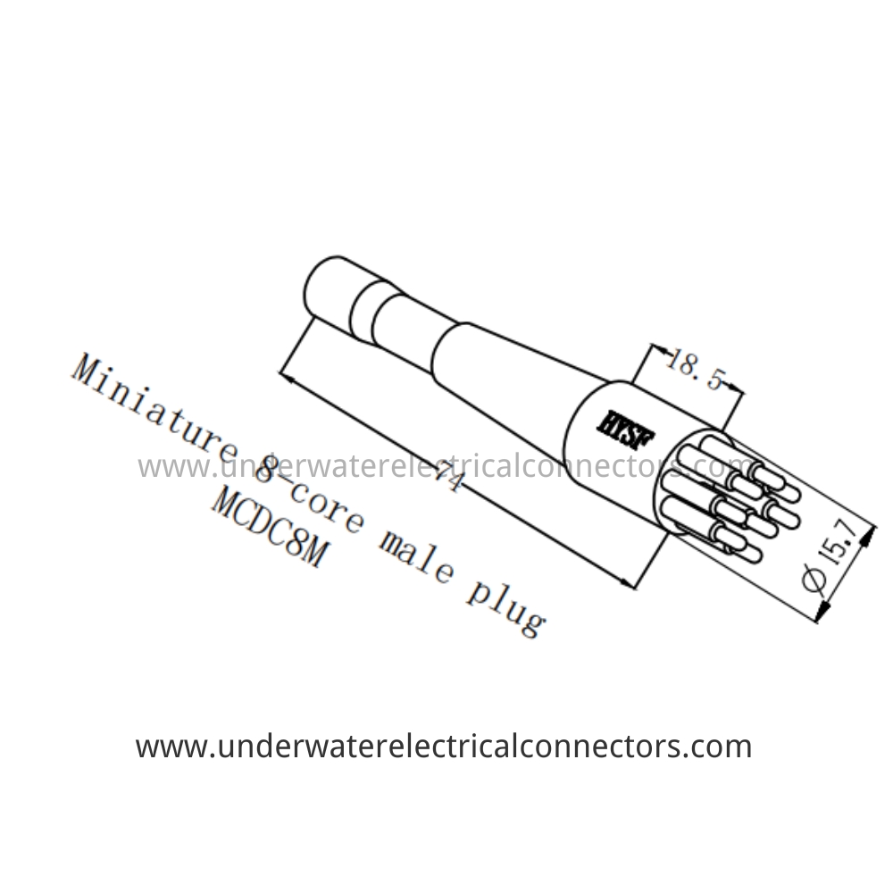 HYSF MCDC8M Miniature 8-core male plug Underwater Connector