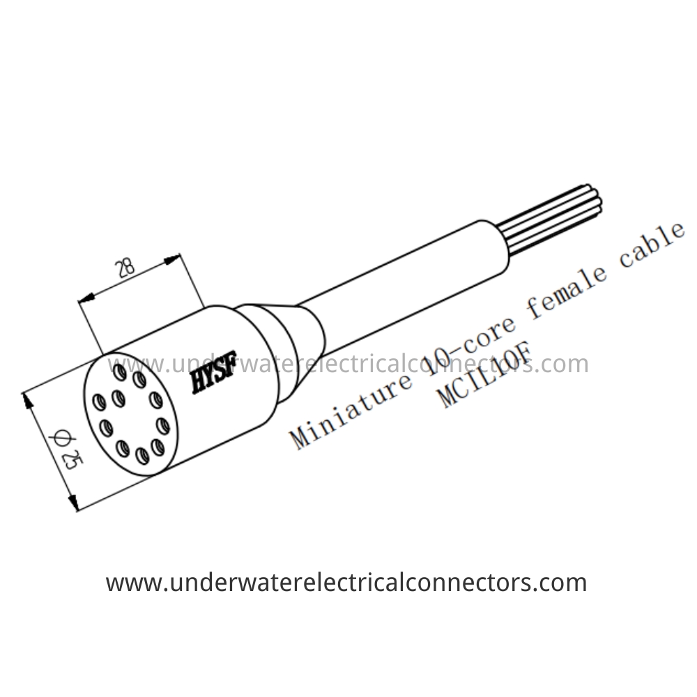 HYSF MCIL10F Miniature 10-core female cable Underwater Connector