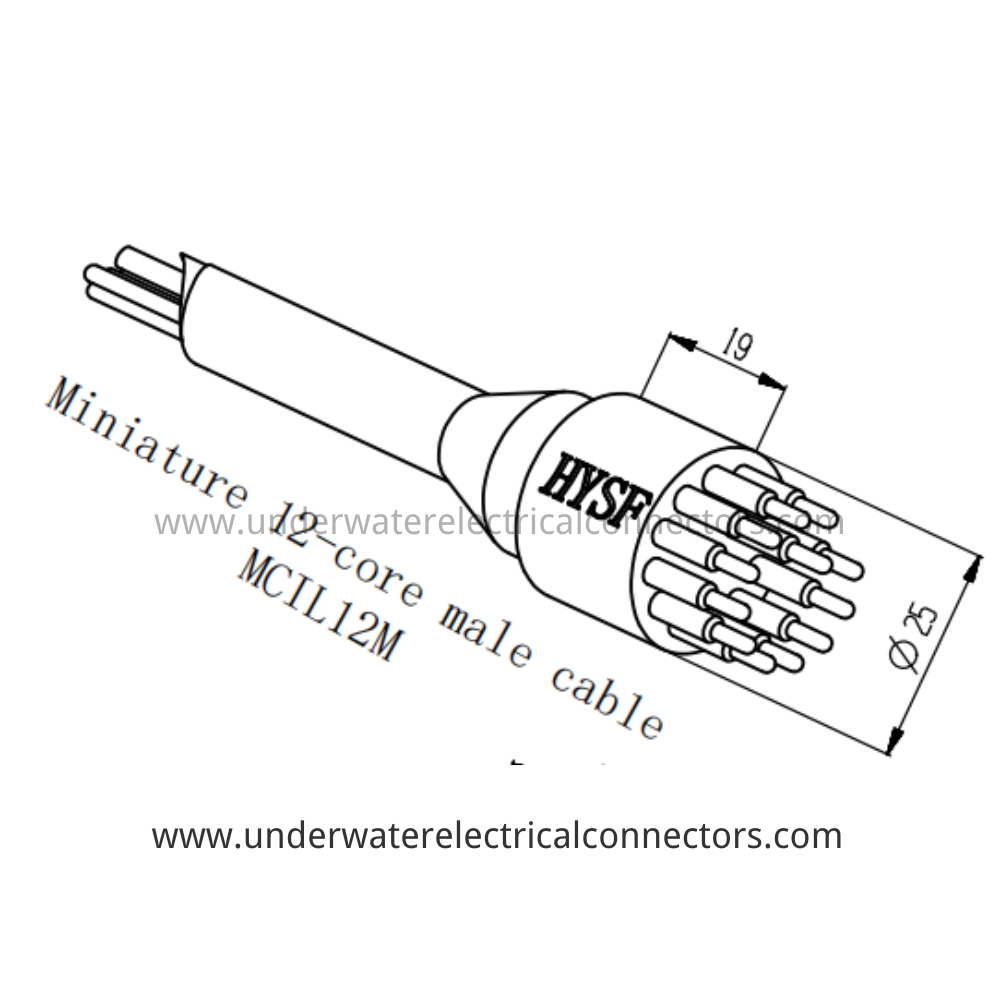 HYSF MCIL12M Miniature 12-core male cable Underwater Connector