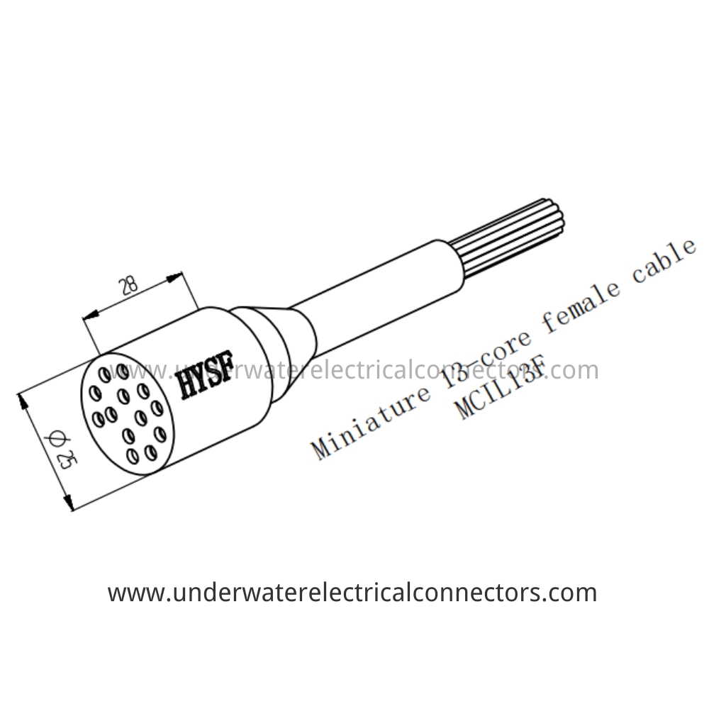 HYSF MCIL13F Miniature 13-core female cable Underwater Connector