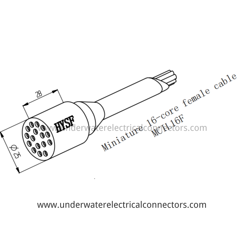 HYSF MCIL16F Miniature 16-core female cable Underwater Connector