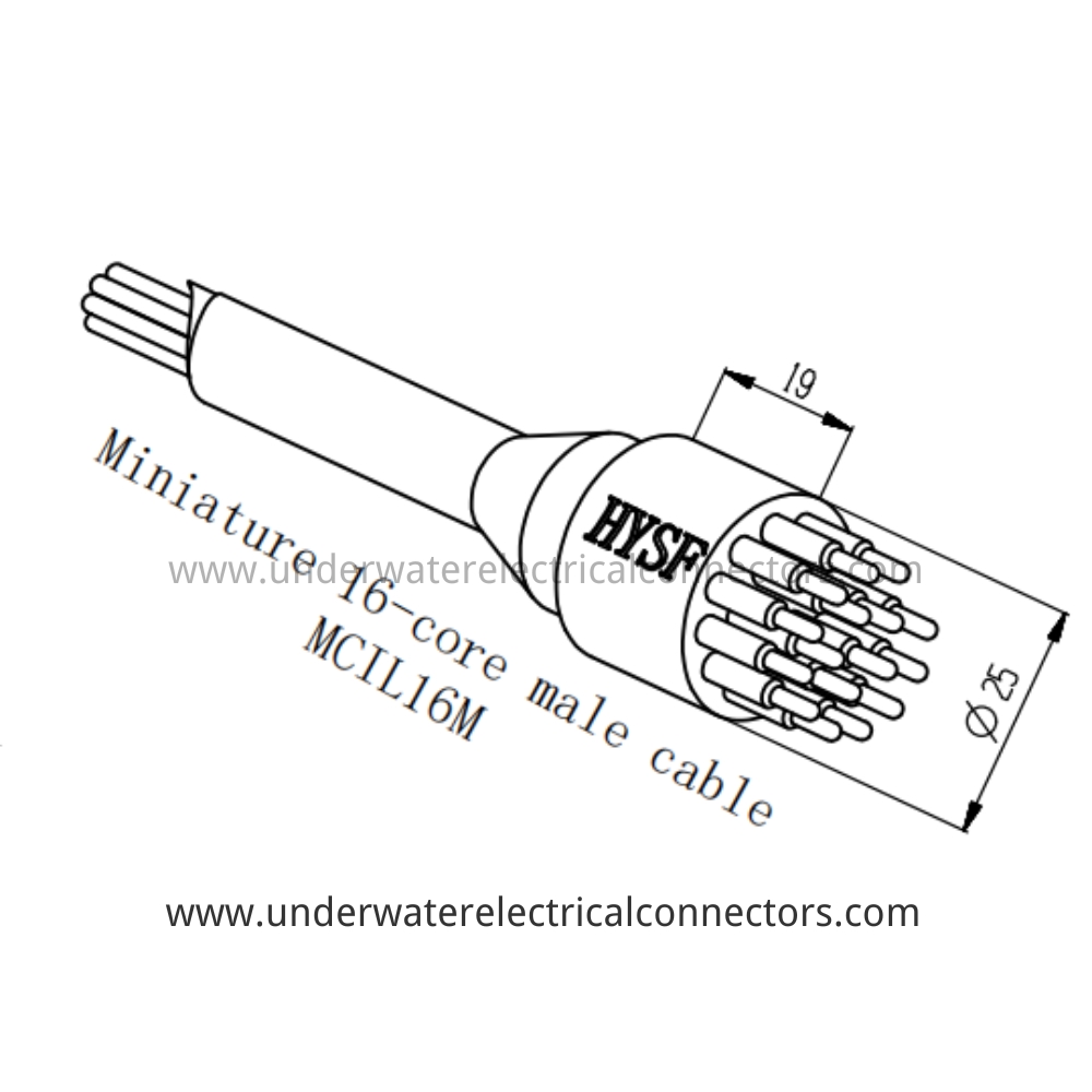 HYSF MCIL16M Miniature 16-core male cable Underwater Connector