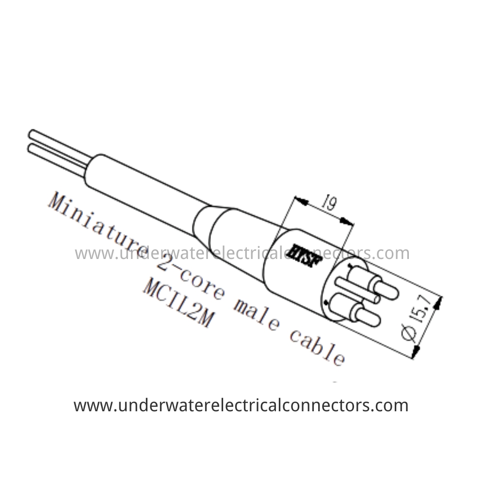 HYSF MCIL2M Miniature 2-core male cable Underwater Connector