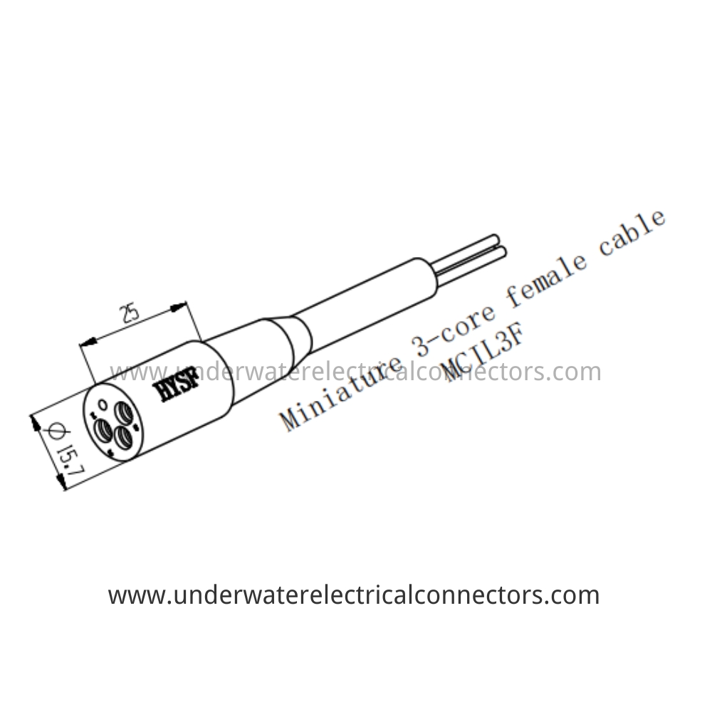 HYSF MCIL3F Miniature 3-core female cable Underwater Connector