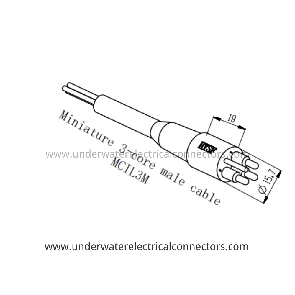 HYSF MCIL3M Miniature 3-core male cable Underwater Connector