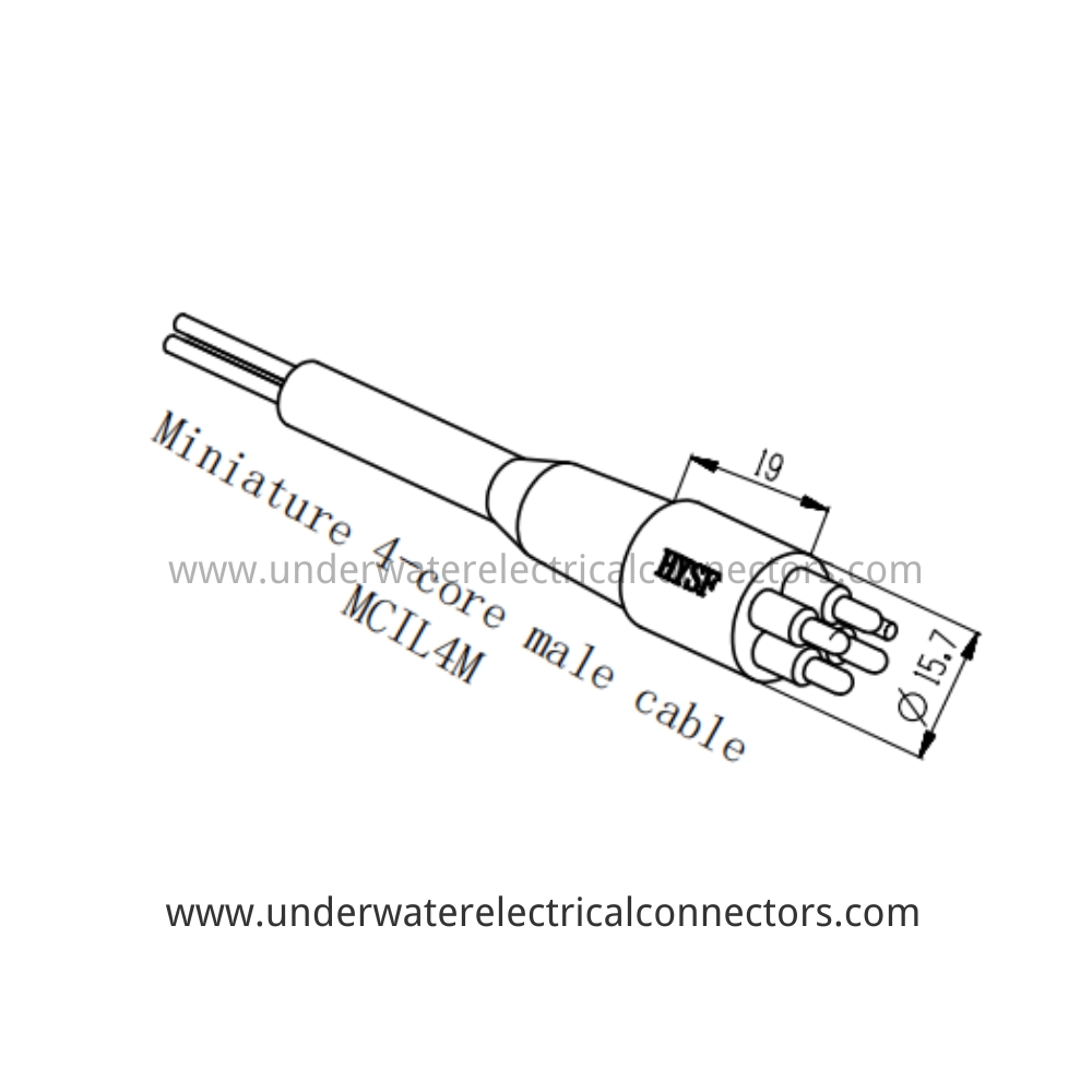 HYSF MCIL4M Miniature 4-core male cable Underwater Connector
