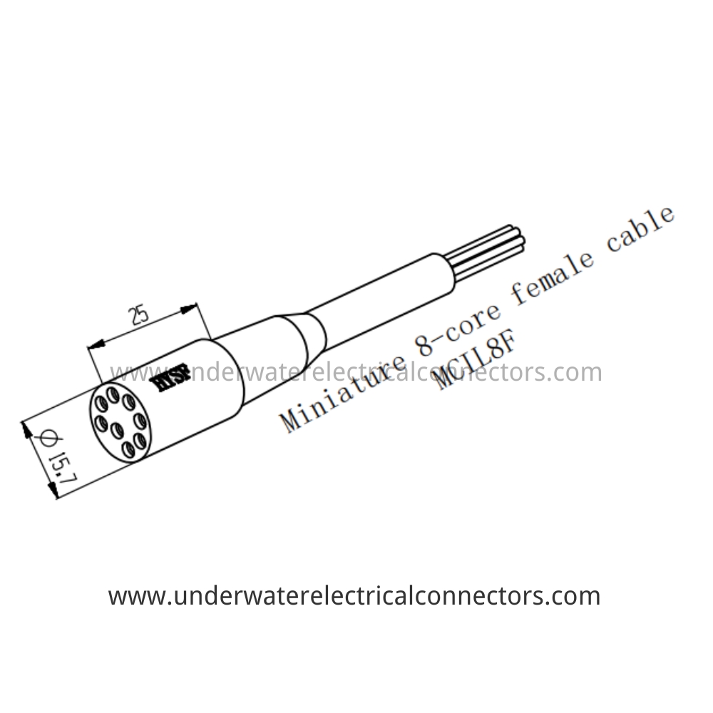 HYSF MCIL8F Miniature 8-core female cable Underwater Connector