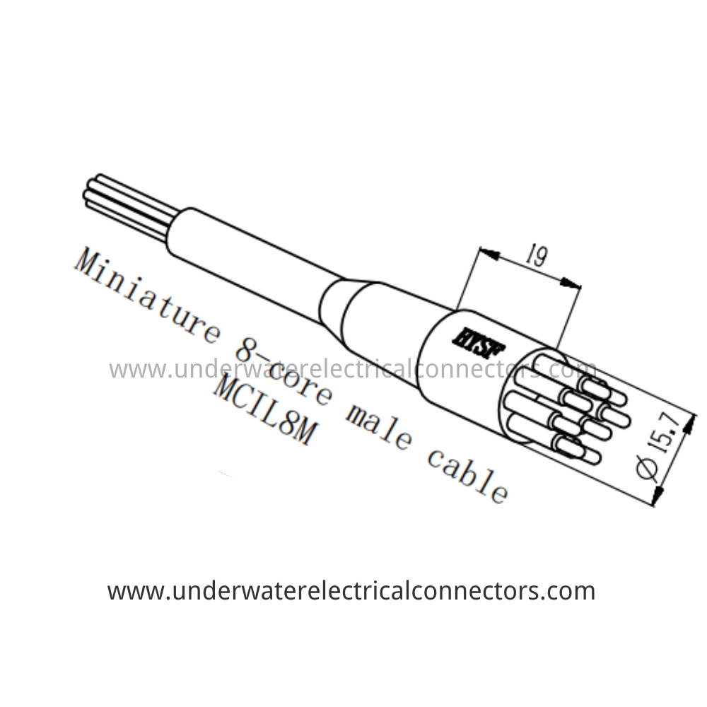 HYSF MCIL8M Miniature 8-core male cable Underwater Connector