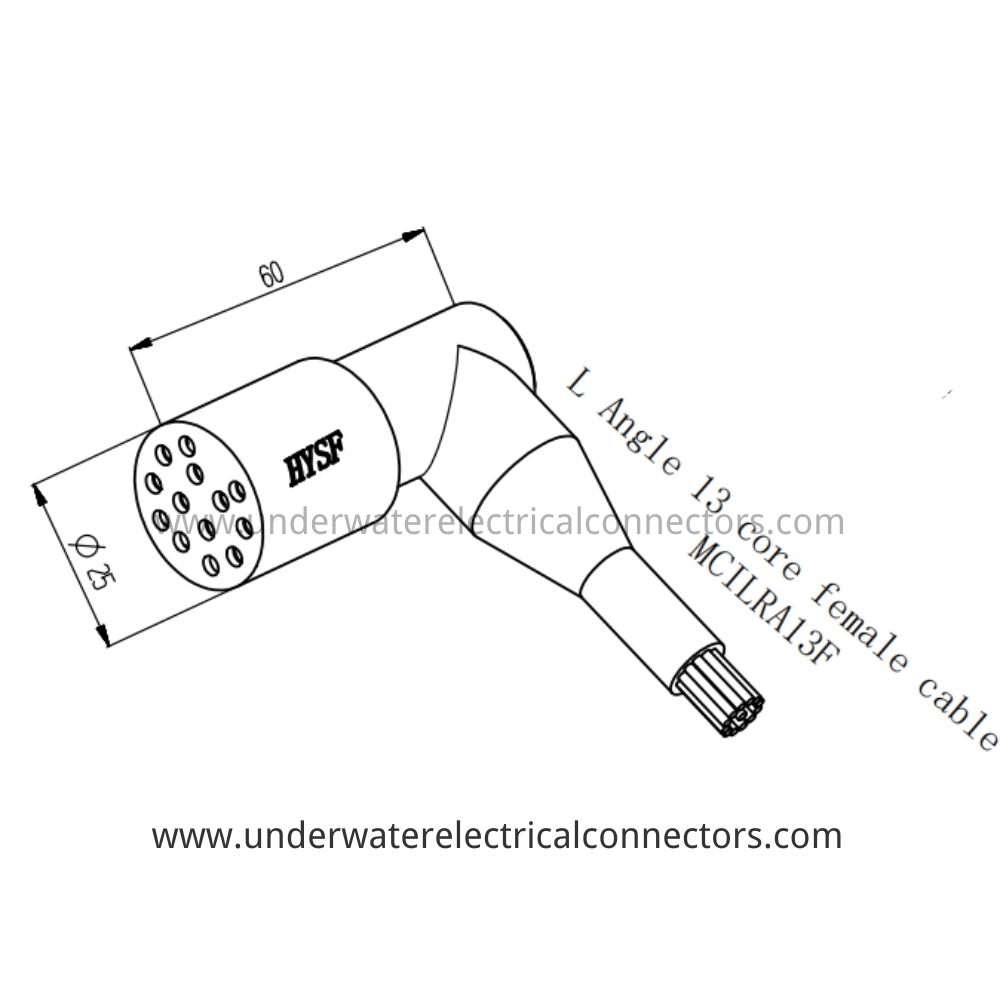 HYSF MCILRA13F Micro Circular L Angle 13-core female cable Underwater Connector