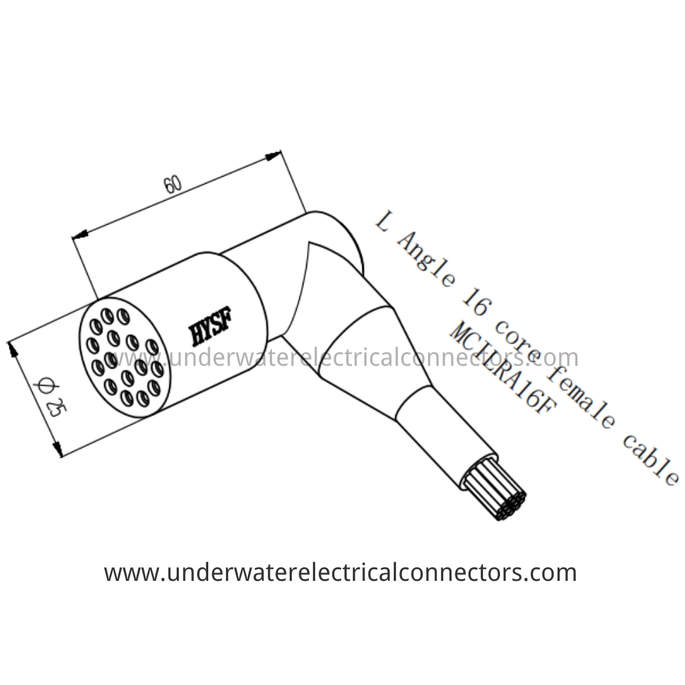 HYSF MCILRA16F Micro Circular L Angle 16-core female cable Underwater Connector