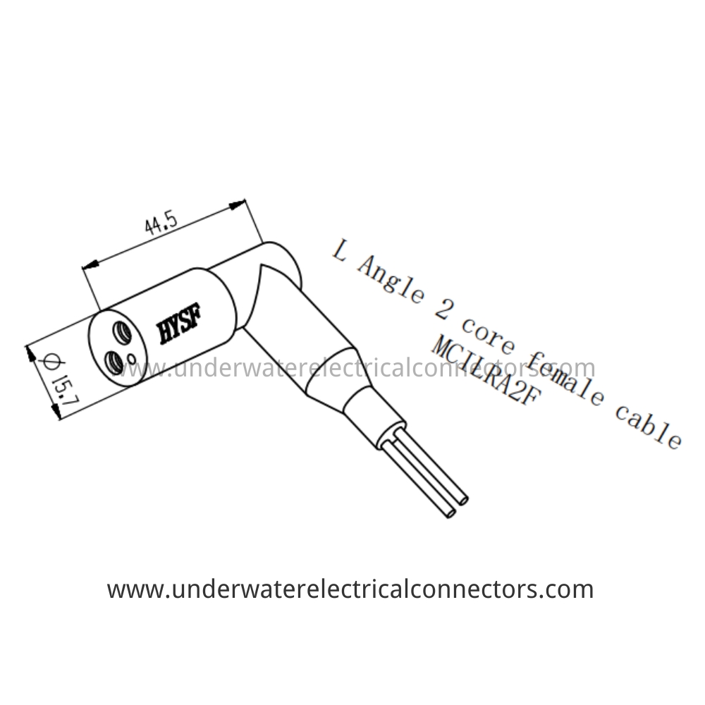 HYSF MCILRA2F Micro Circular L Angle 2-core female cable Underwater Connector