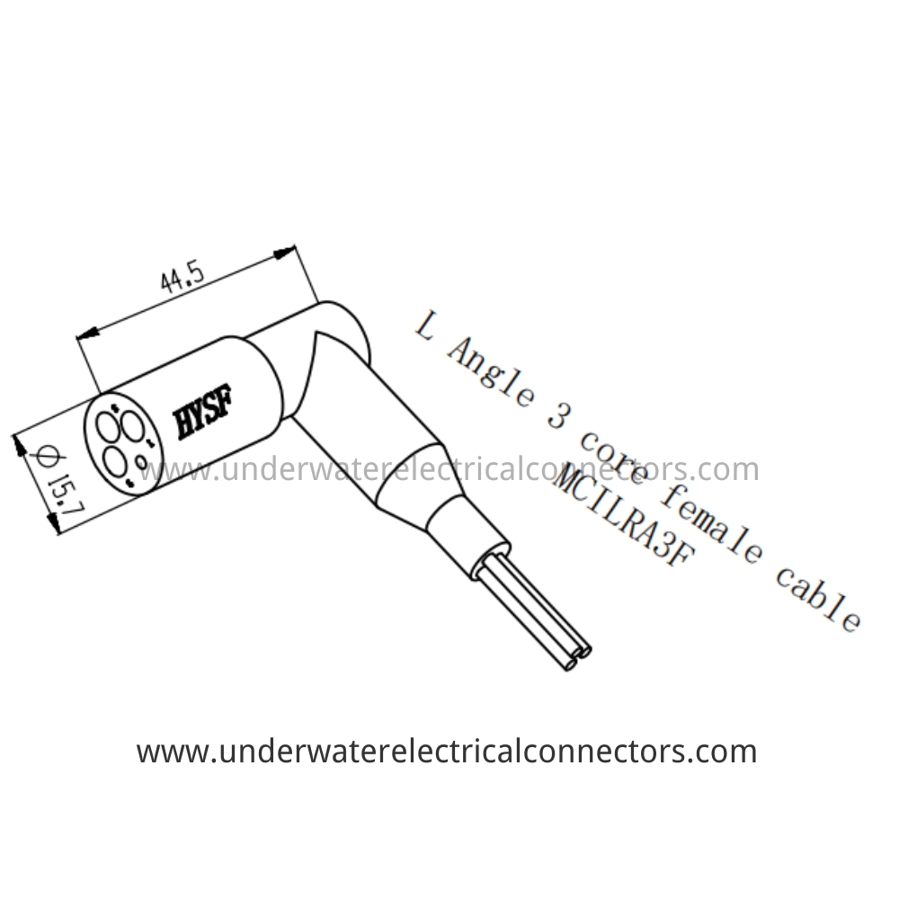 HYSF MCILRA3F Micro Circular L Angle 3-core female cable Underwater Connector