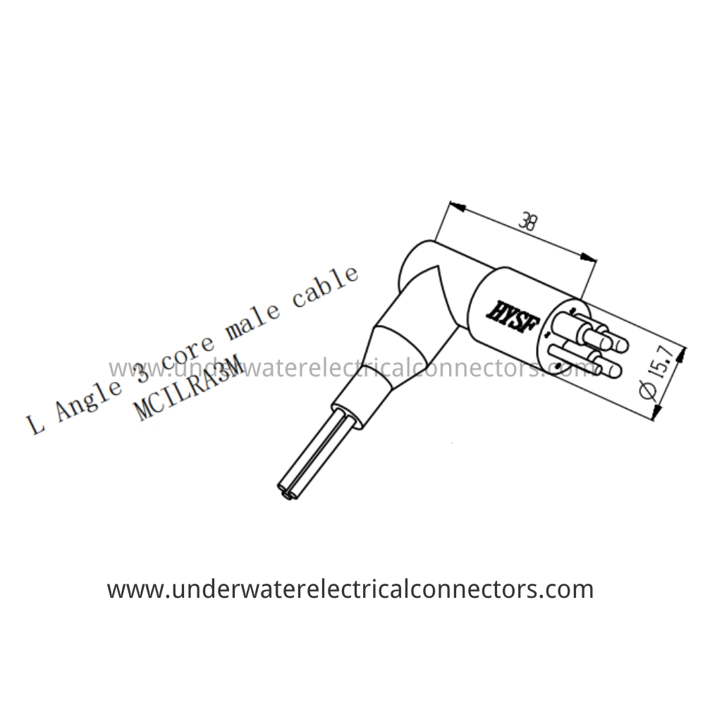HYSF MCILRA3M Micro Circular L Angle 3-core male cable Underwater Connector