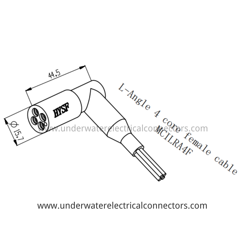 HYSF MCILRA4F Micro Circular L Angle 4-core female cable Underwater Connector