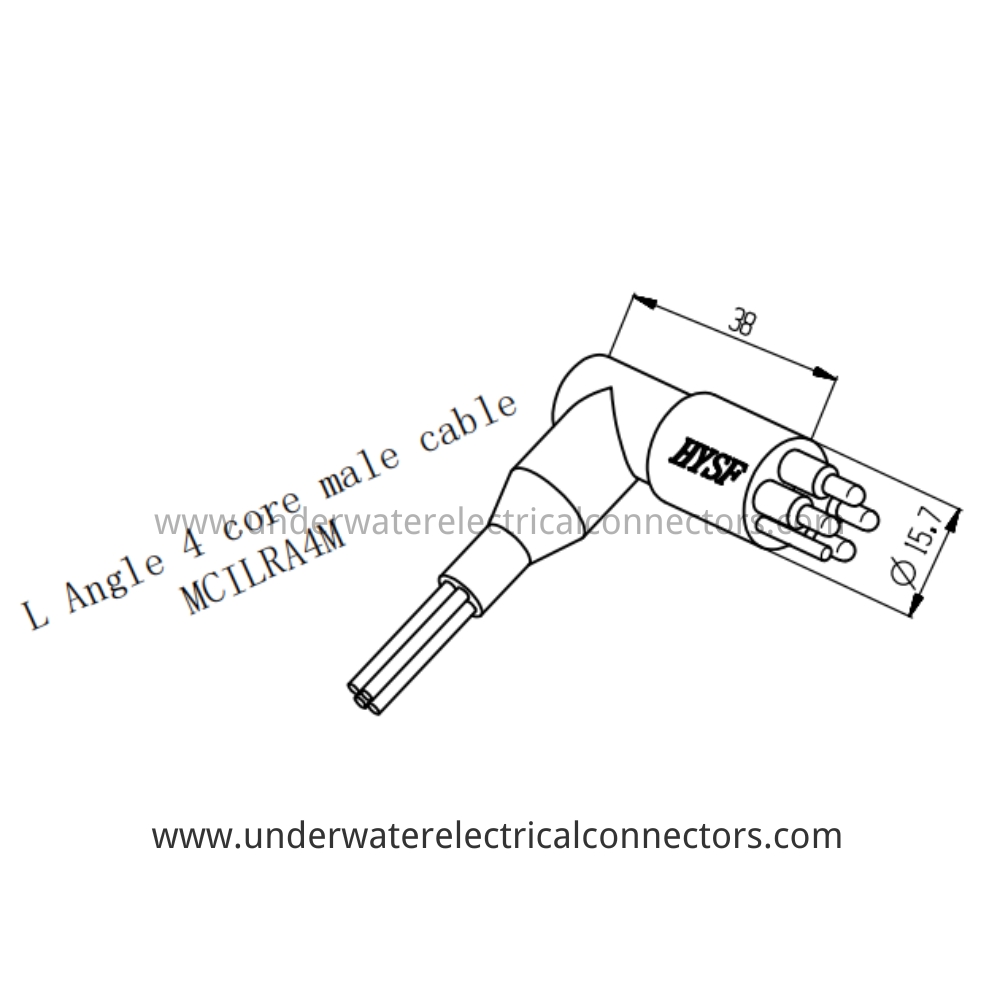 HYSF MCILRA4M Micro Circular L Angle 4-core male cable Underwater Connector