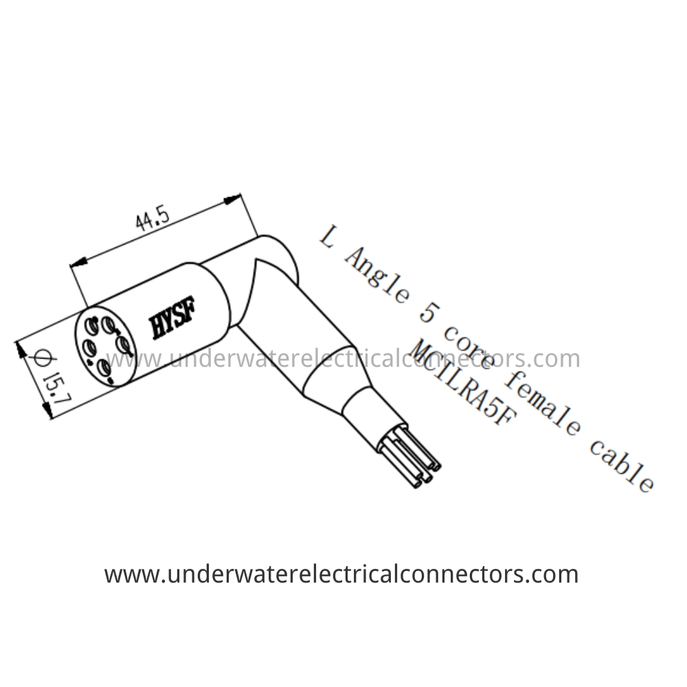 HYSF MCILRA5F Micro Circular L Angle 5-core female cable Underwater Connector