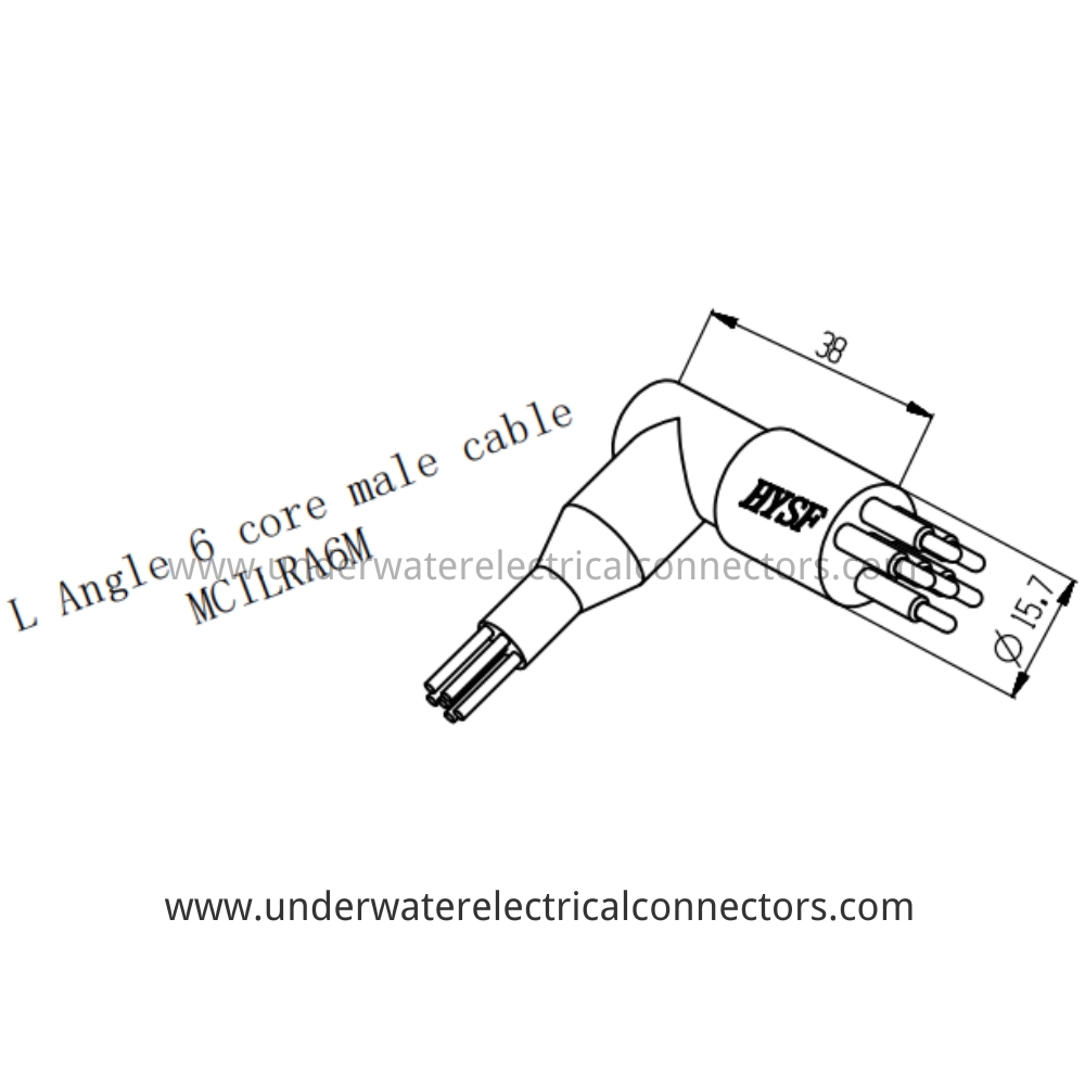 HYSF MCILRA6M Micro Circular L Angle 6-core male cable Underwater Connector