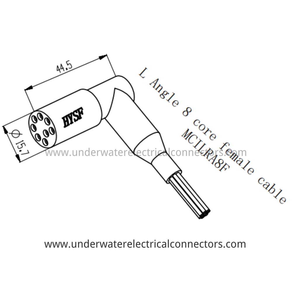 HYSF MCILRA8F Micro Circular L Angle 8-core female cable Underwater Connector