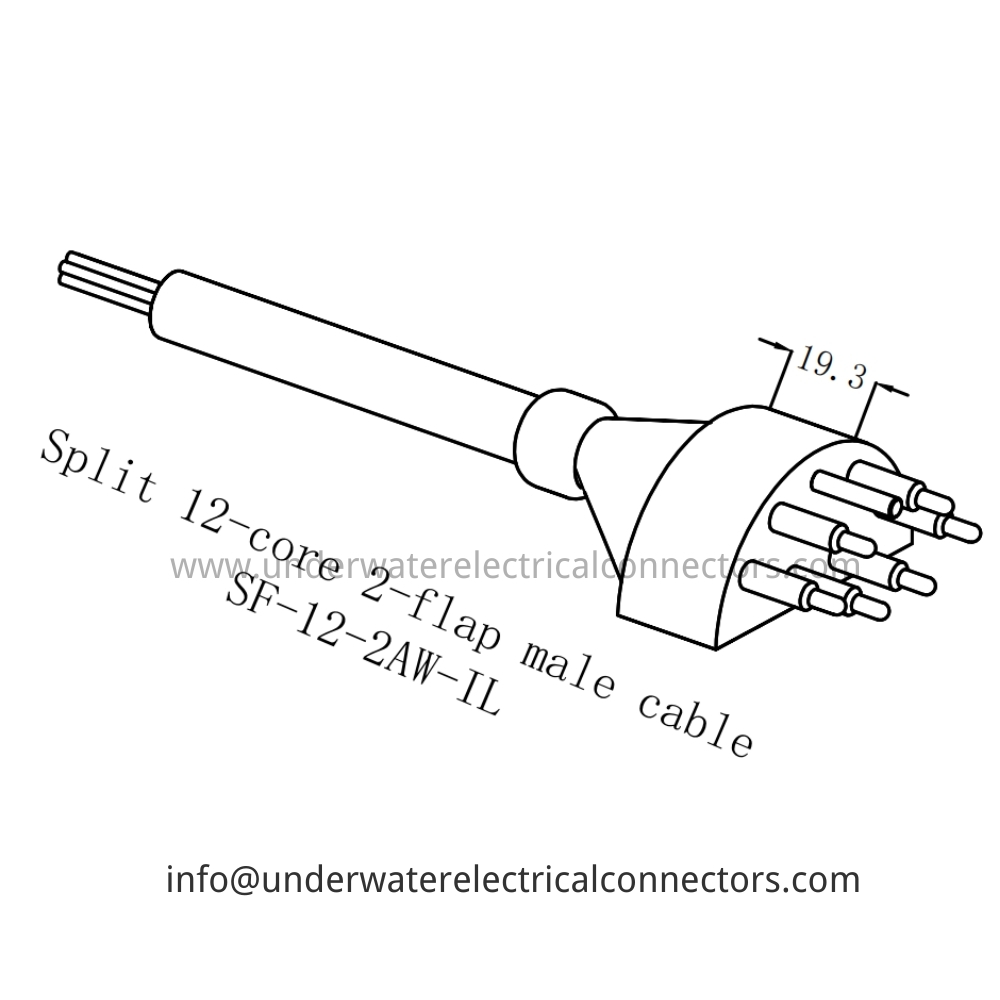 HYSF SF-12-2AW-IL Split 12-core 2-flap male cable Underwater Connector