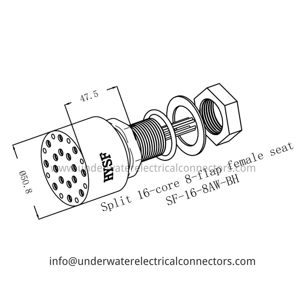 HYSF SF-16-8AW-BH Split 16-core 8-flap female seat Underwater Connector