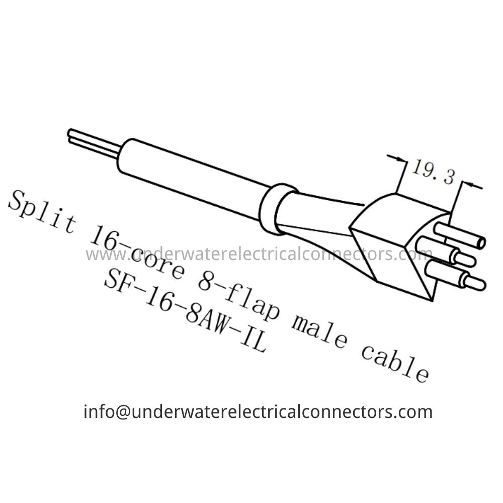 HYSF SF-16-8AW-IL Split 16-core 8-flap male cable Underwater Connector