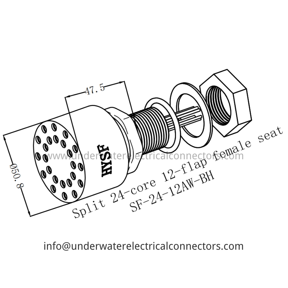 HYSF SF-24-12AW-BH Split 24-core 12-flap female seat Underwater Connector