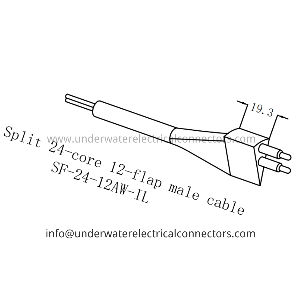 HYSF SF-24-12AW-IL Split 24-core 12-flap male cable Underwater Connector