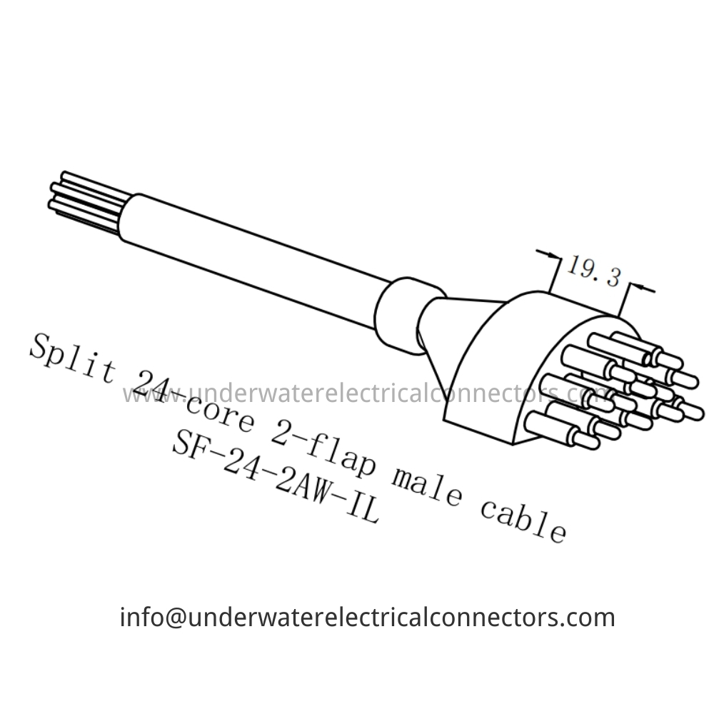 HYSF SF-24-2AW-IL Split 24-core 2-flap male cable Underwater Connector