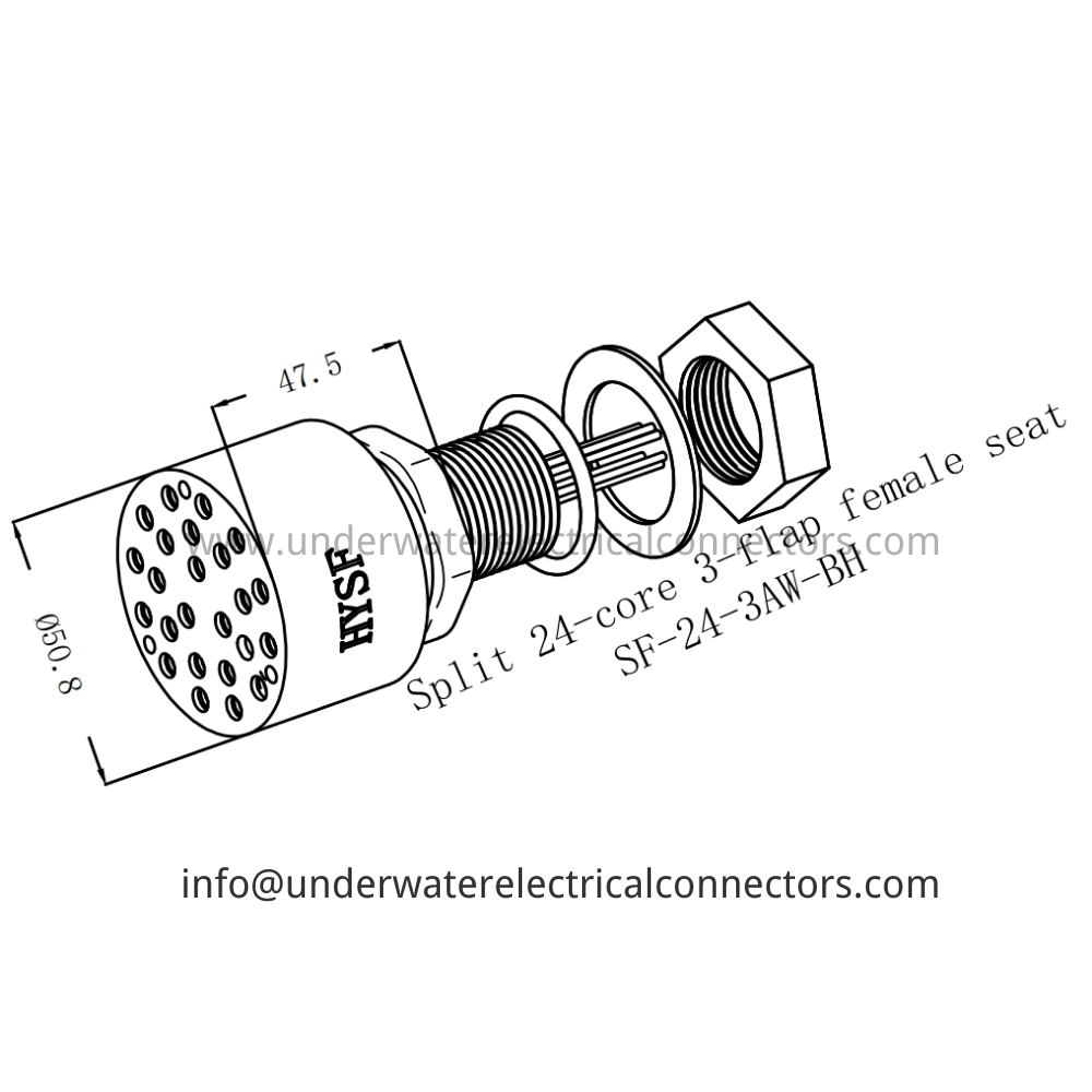 HYSF SF-24-3AW-BH Split 24-core 3-flap female seat Underwater Connector