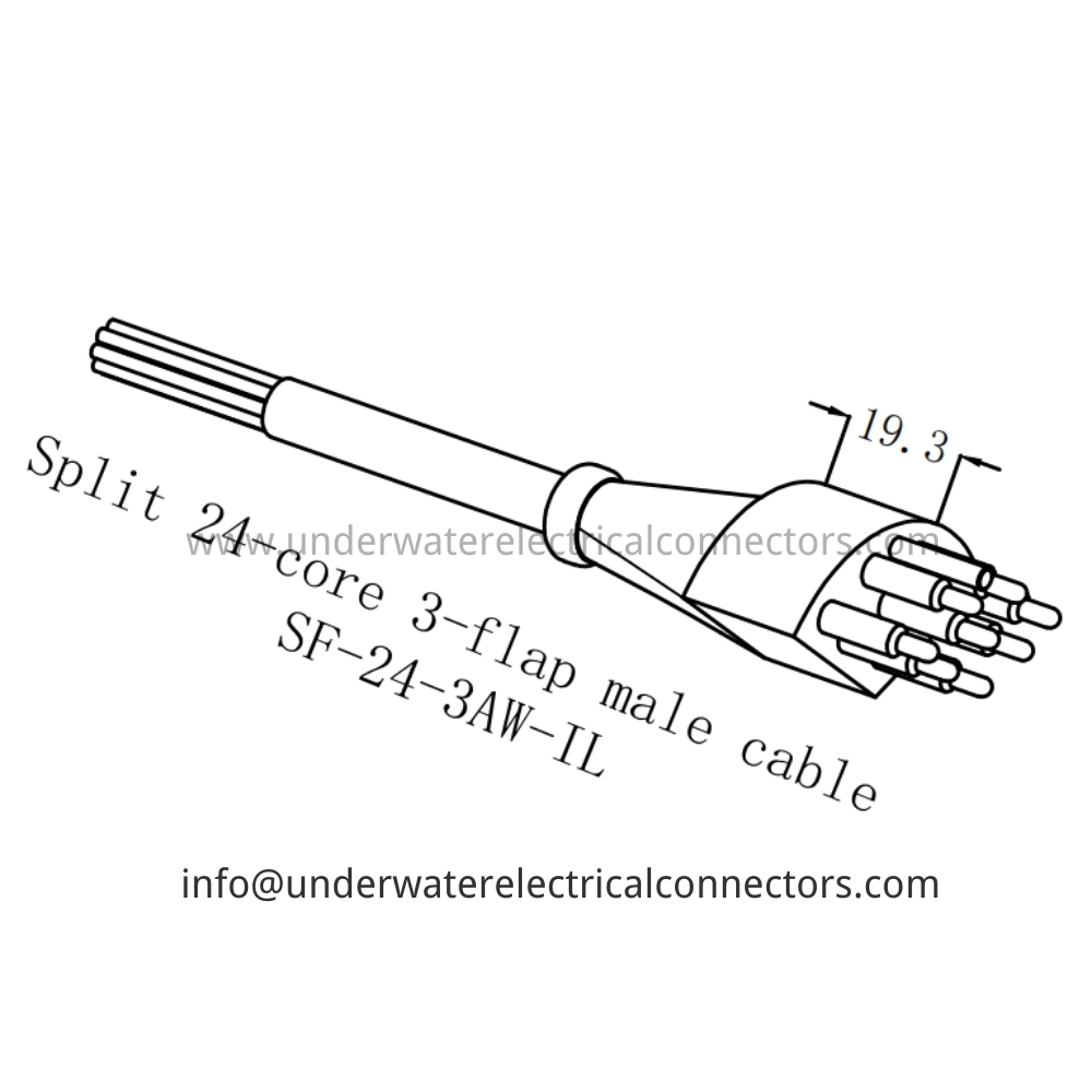HYSF SF-24-3AW-IL Split 24-core 3-flap male cable Underwater Connector