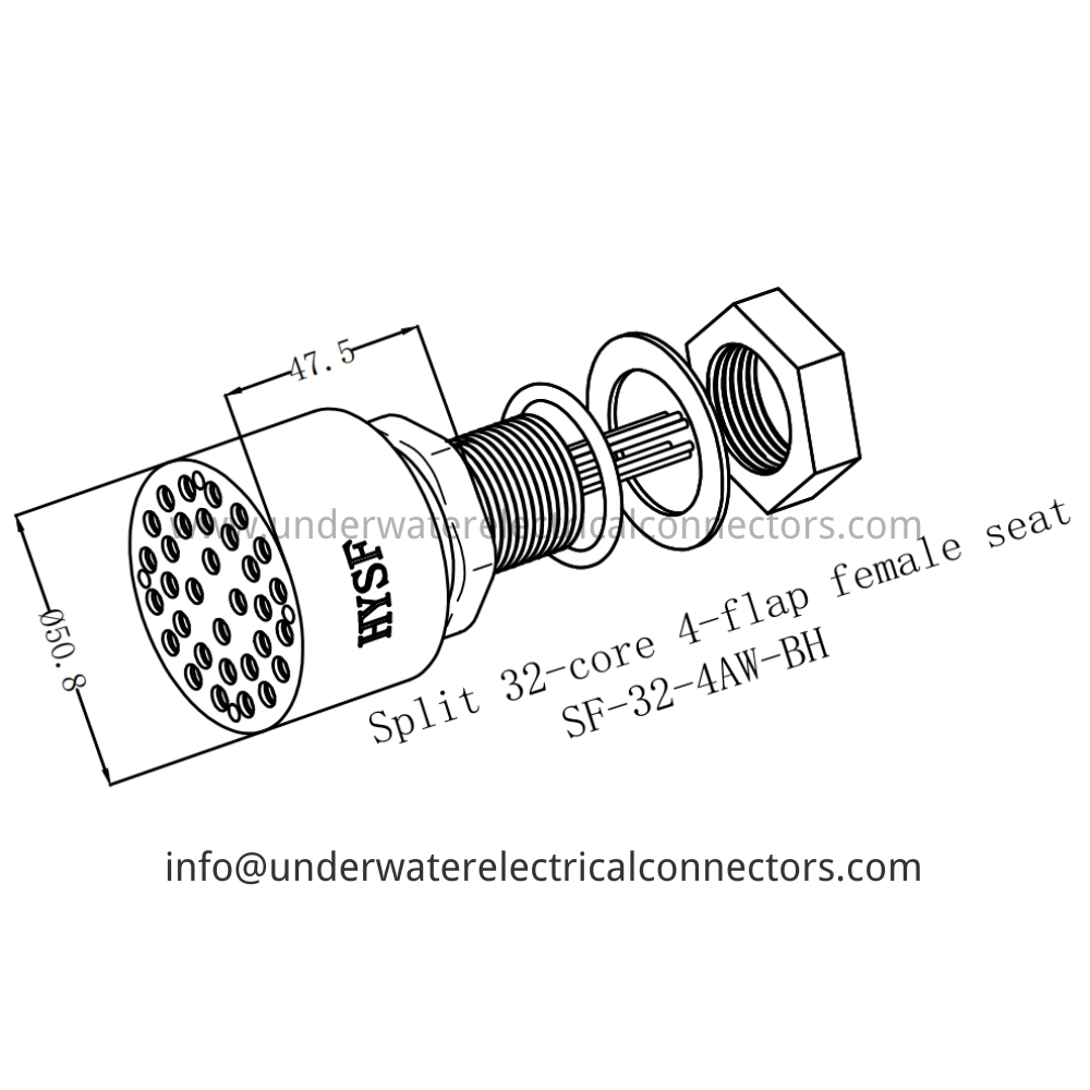 HYSF SF-32-4AW-BH Split 32-core 4-flap female seat Underwater Connector