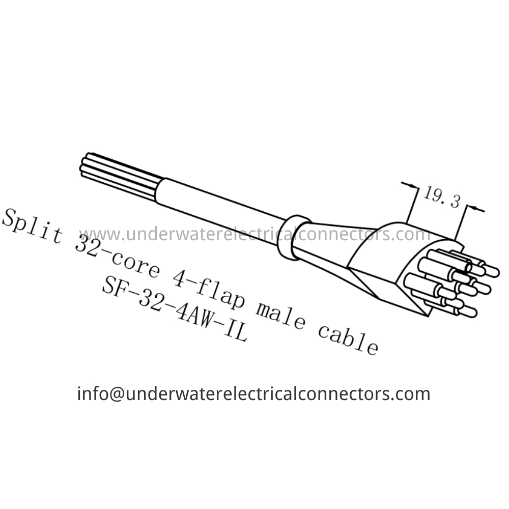 HYSF SF-32-4AW-IL Split 32-core 4-flap male cable Underwater Connector