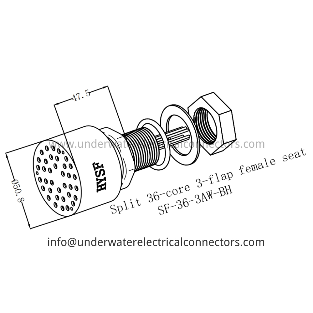 HYSF SF-36-3AW-BH Split 36-core 3-flap female seat Underwater Connector