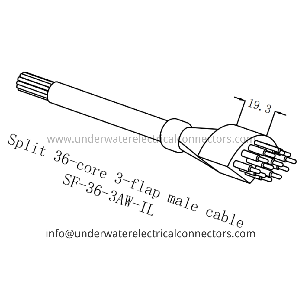 HYSF SF-36-3AW-IL Split 36-core 3-flap male cable Underwater Connector