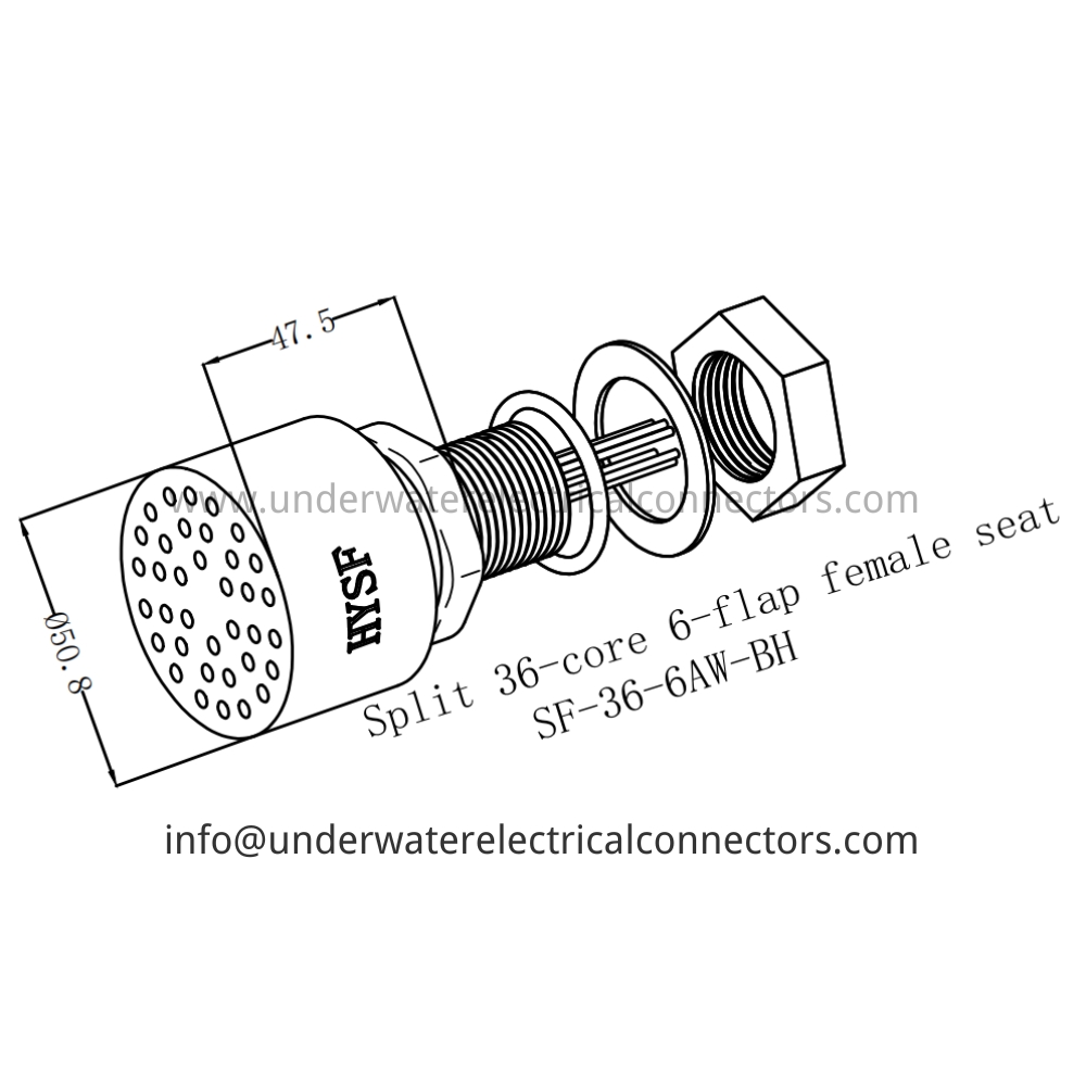 HYSF SF-36-6AW-BH Split 36-core 6-flap female seat Underwater Connector